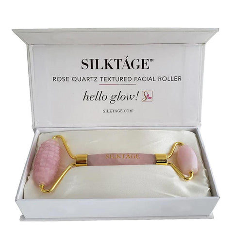 ROSE QUARTZ TEXTURED FACIAL ROLLER - SILKTAGE