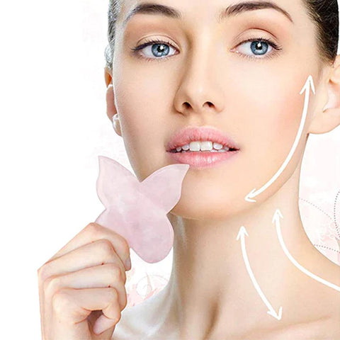 ROSE QUARTZ BUTTERFLY GUA SHA - SILKTAGE