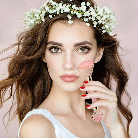 ROSE QUARTZ TEXTURED FACIAL ROLLER - SILKTAGE