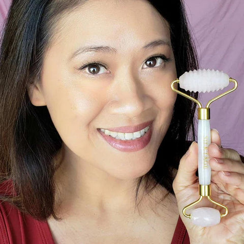 ROSE QUARTZ TEXTURED FACIAL ROLLER - SILKTAGE
