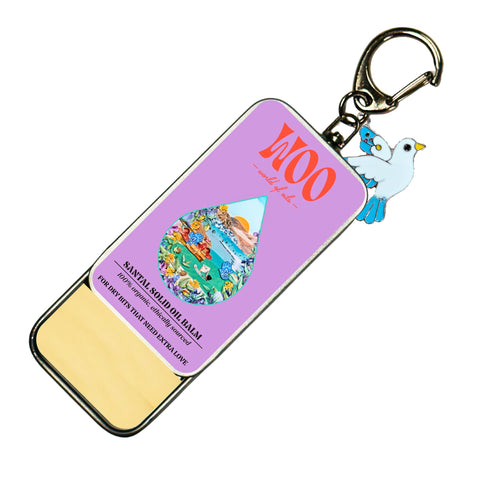 Sandal solid oil balm tin with bird charm