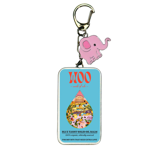 Blue Tansy solid oil balm keychain tin