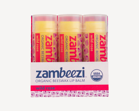 Wild Rose 3-Pack Lip Balm with Organic Honey