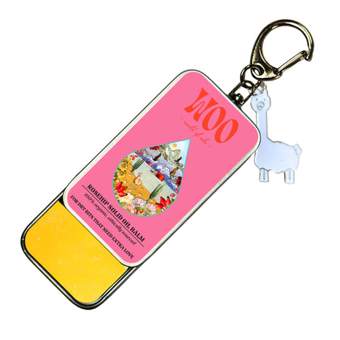 Rosehip solid oil balm tin keychain