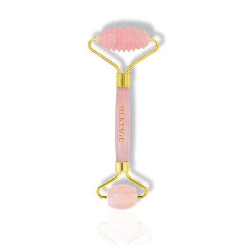 ROSE QUARTZ TEXTURED FACIAL ROLLER - SILKTAGE