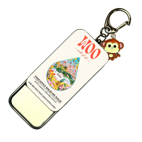 Pineapple solid oil balm keychain with monkey charm